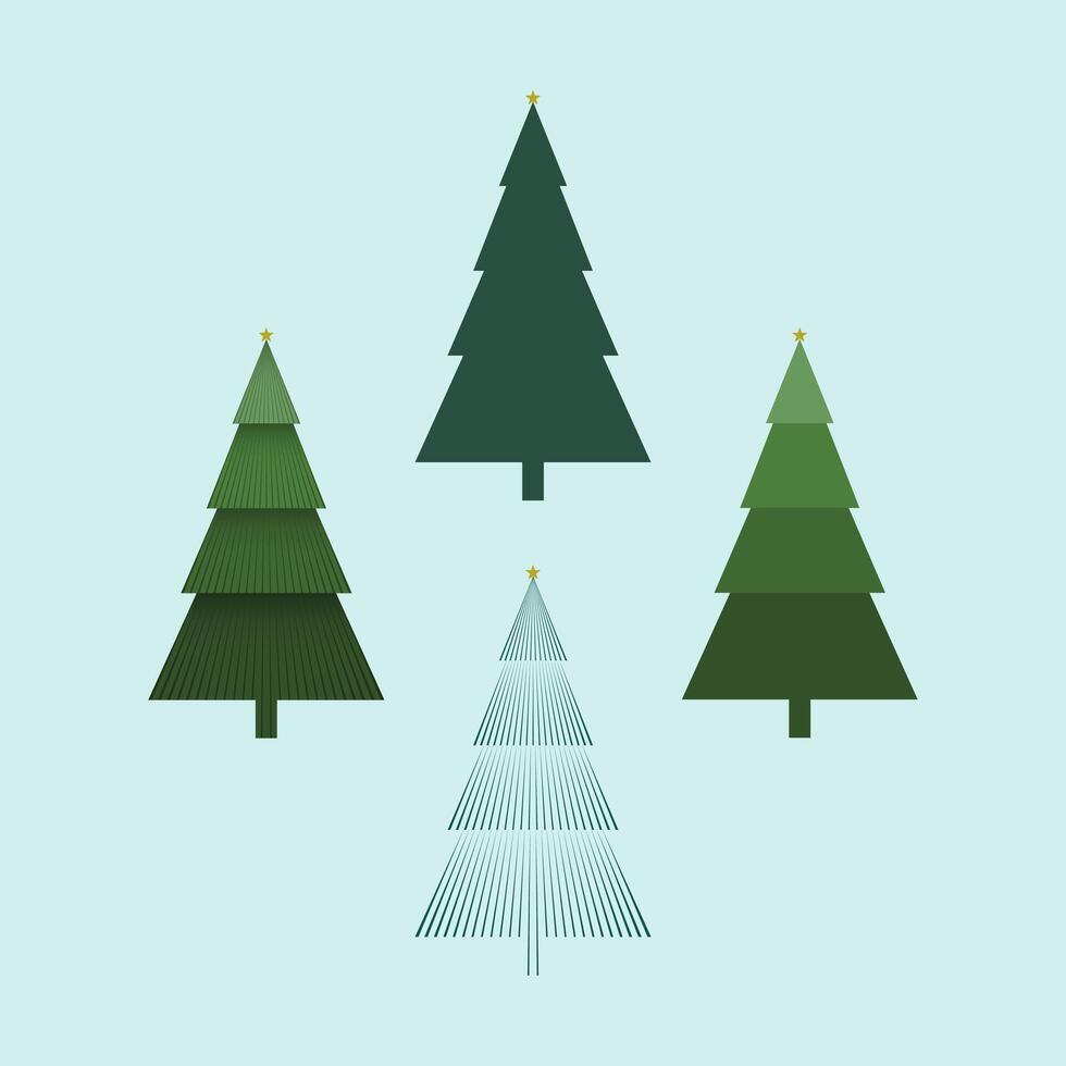 Set of four geometric Christmas trees vector