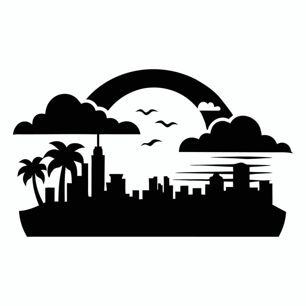 sun with sky silhouette design vector
