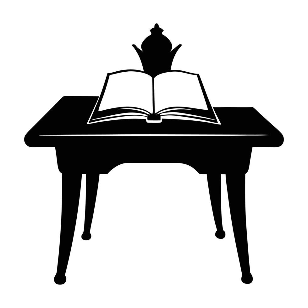 reading table silhouette art vector