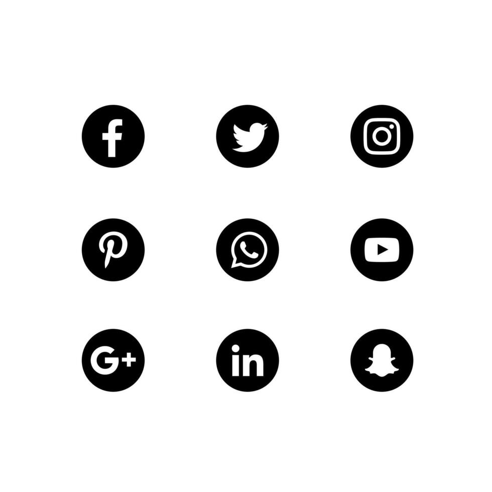 a collection of social media icons including Facebook vector