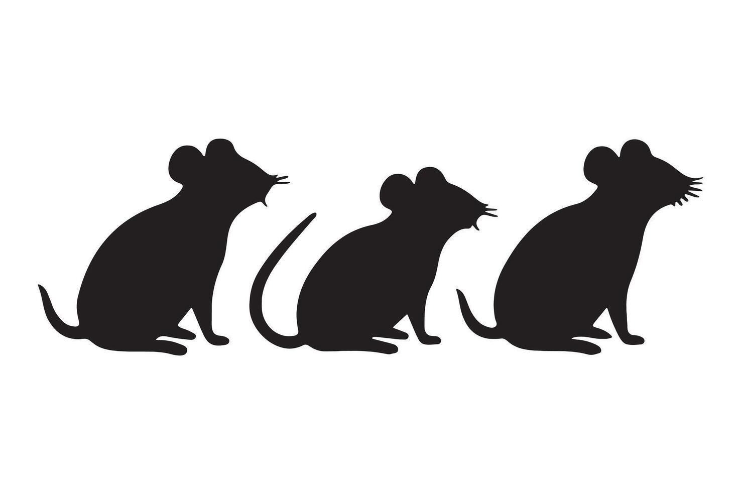 Set of Mouse silhouette illustration. vector