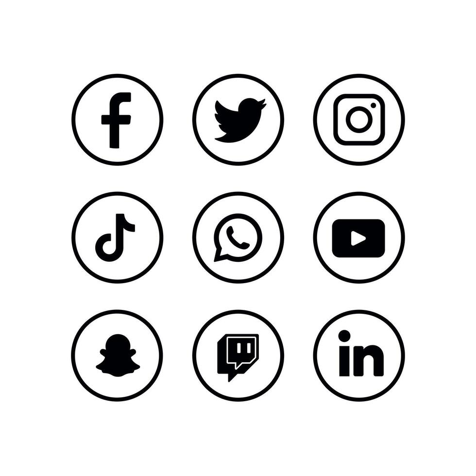 a collection of social media icons including Facebook vector