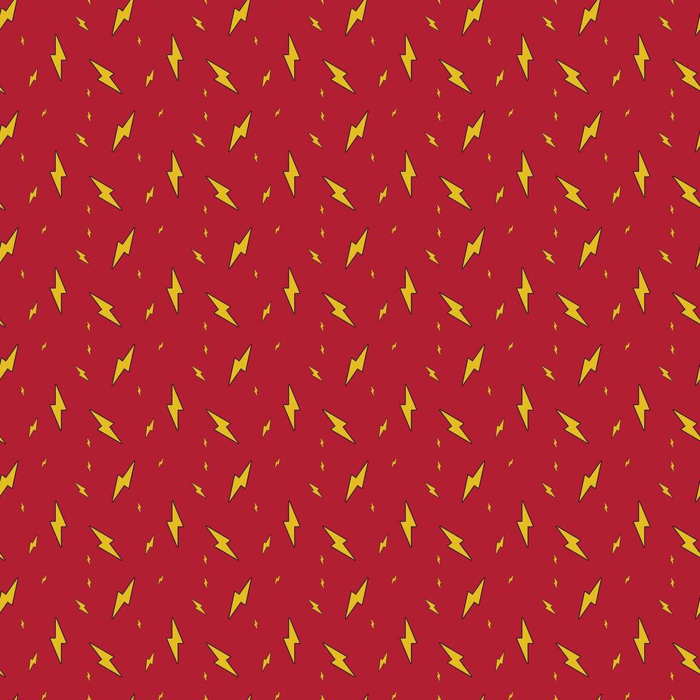 Set of lightning bolts on a red background. Flat design. illustration. isolated object. seamless pattern vector