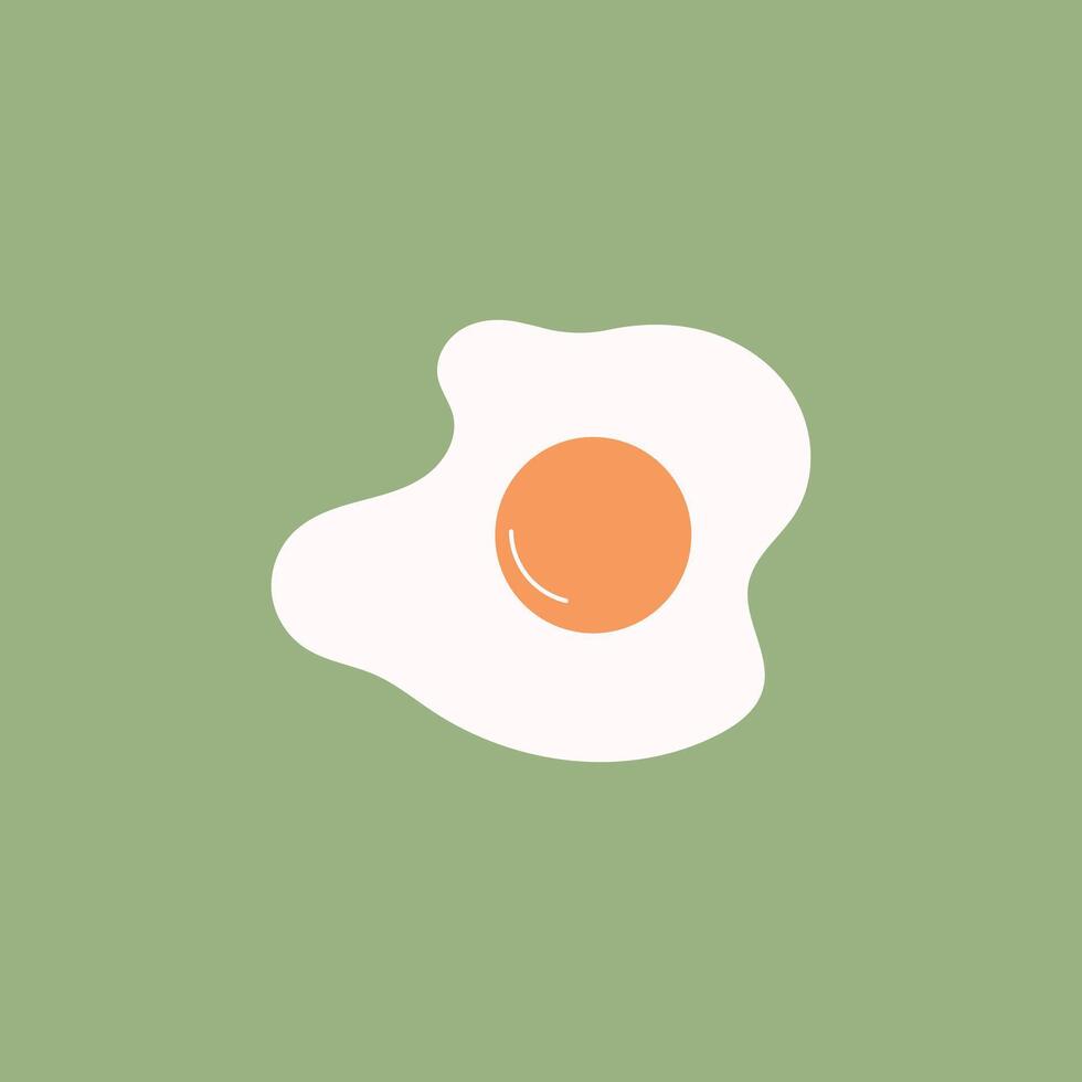Pattern with Fried Egg, Sunny-Side-Up on Yellow Background. Healthy Breakfast, Protein Food Print vector