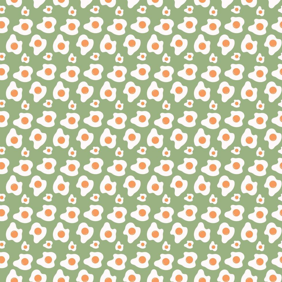 Seamless Pattern with Fried Egg, Sunny-Side-Up on Yellow Background. Healthy Breakfast, Protein Food Print vector