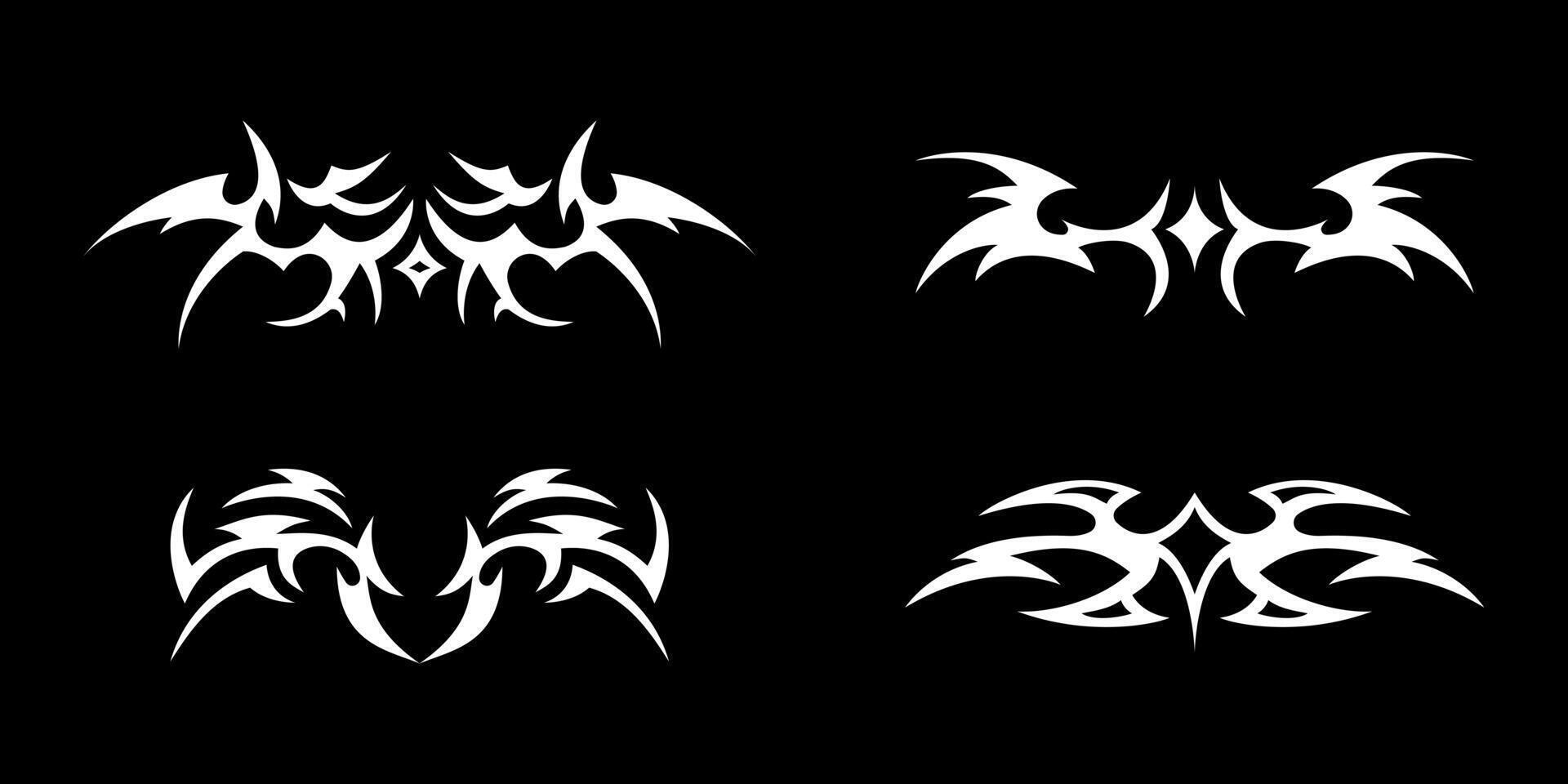 Abstract neo tribal element. Set of neo tribal shape. Aesthetic y2k cyber gothic style. illustration. vector