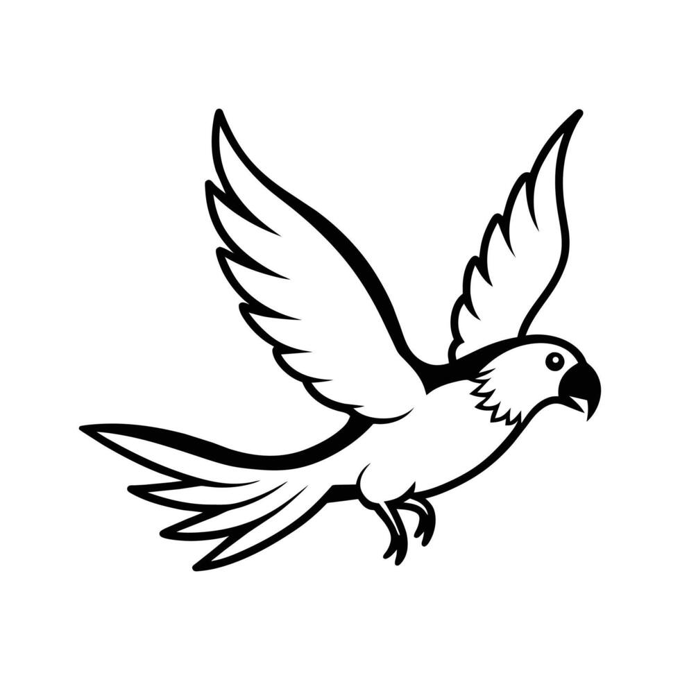 Bird Logo Icon Featuring a Cute Parrot flying Illustration vector