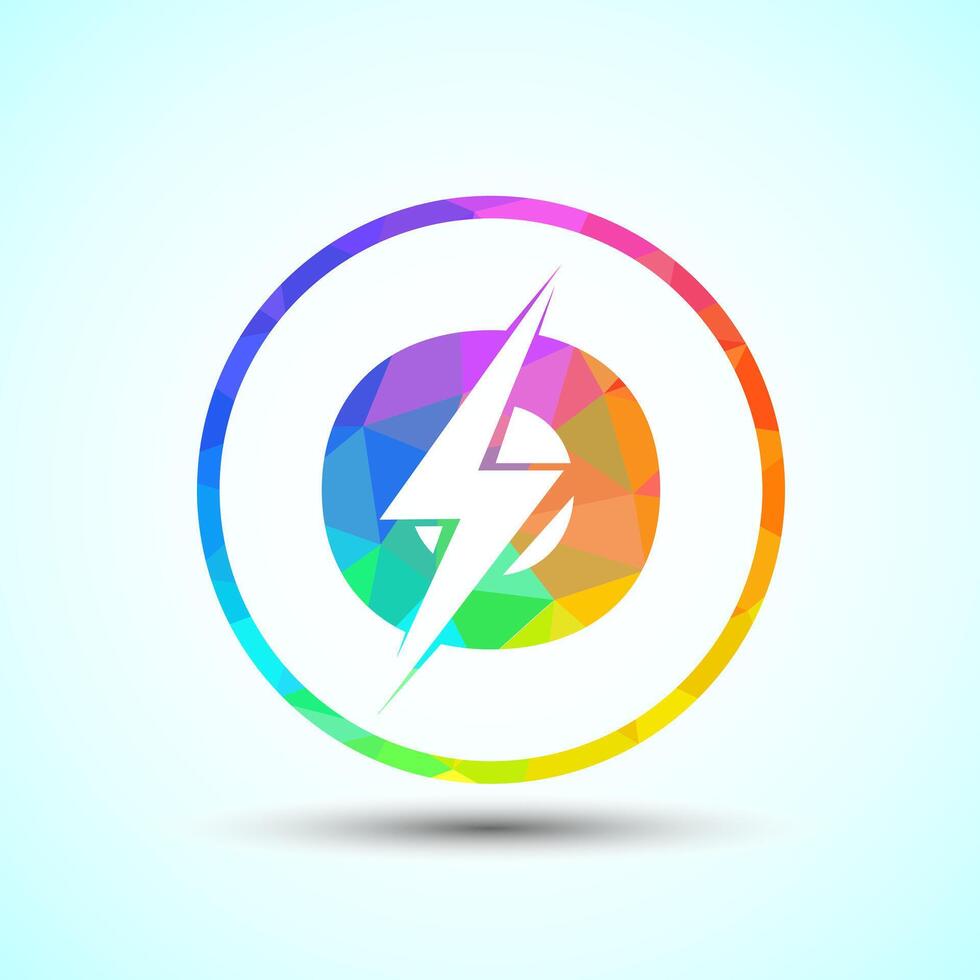 Polygonal Initial letter O logo design with lighting thunder bolt, Electric bolt logo template vector