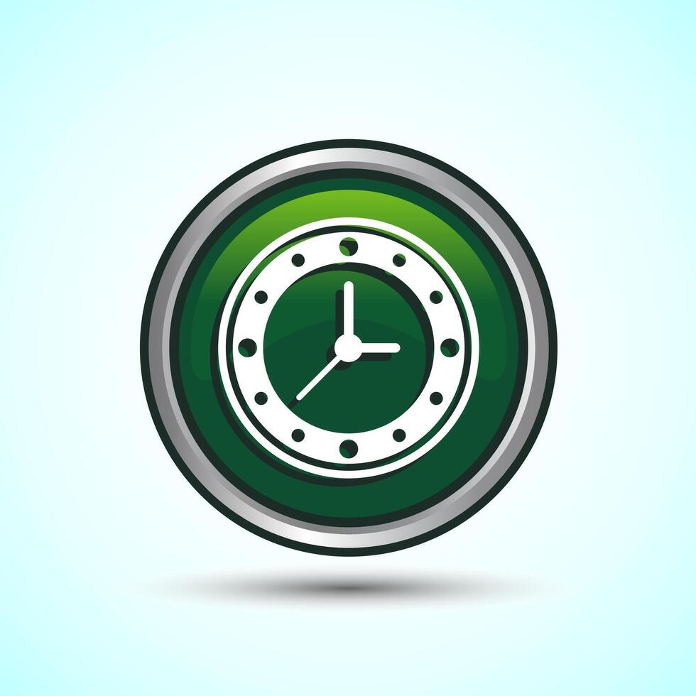 Clock Icon Design Illustration, Watch Icon For Apps and Websites, Green Color Round Button Design vector