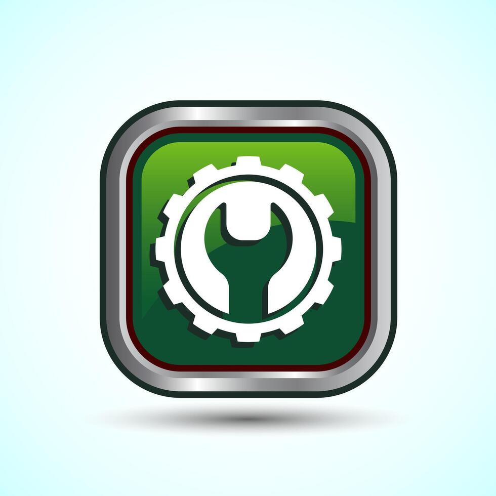 Service Icon Design Illustration, Maintenance Tools Icon For Apps and Websites, Green Color Square Button Design vector