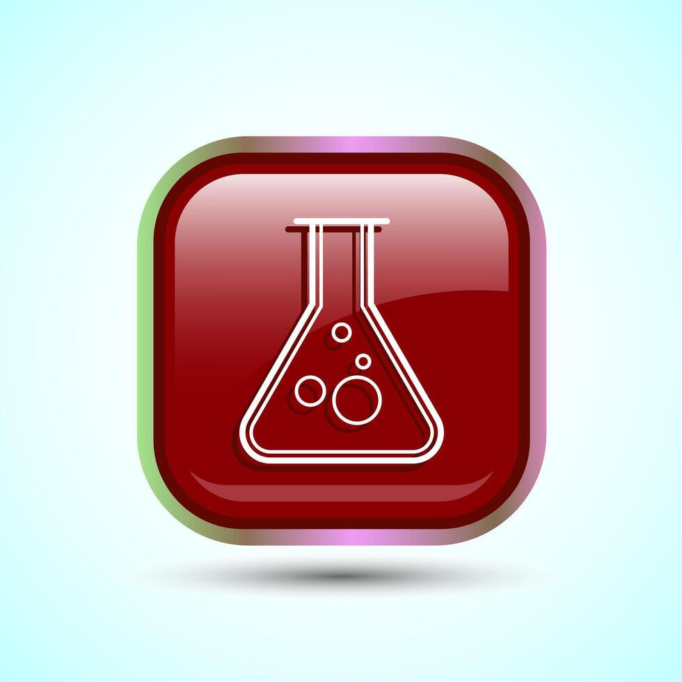 Lab Flask Icon Design Illustration, Chemical flask Icon For Apps and Websites, Red Color Square Button Design vector