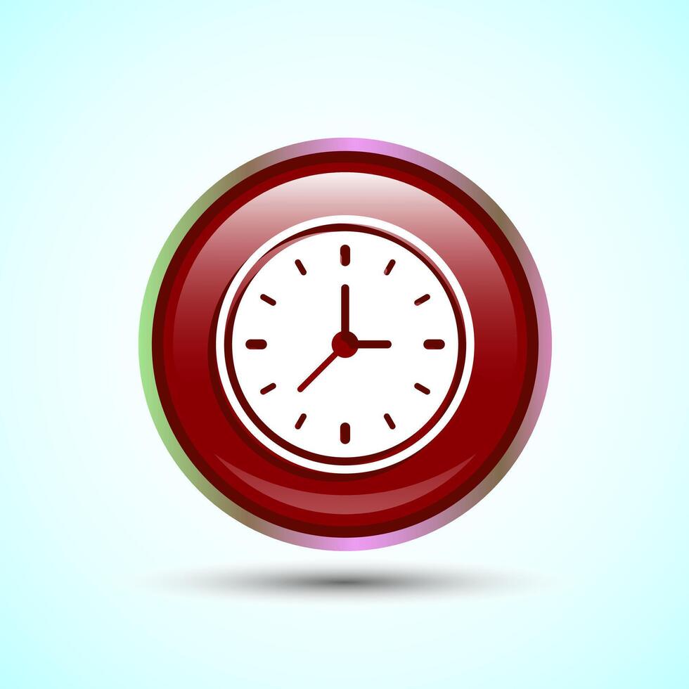 Clock Icon Design Illustration, Watch Icon For Apps and Websites, Red Color Round Button Design vector