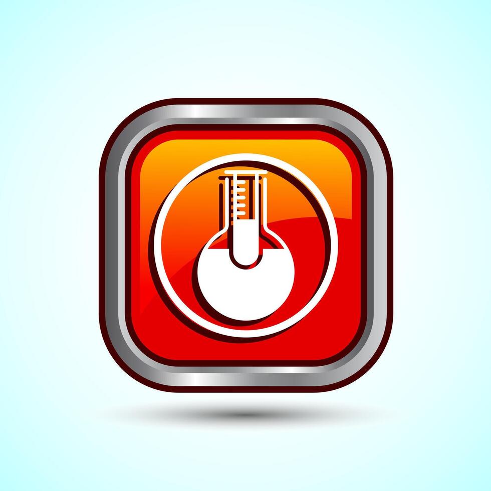 Lab Flask Icon Design Illustration, Chemical flask Icon For Apps and Websites, Orange Color Square Button Design vector