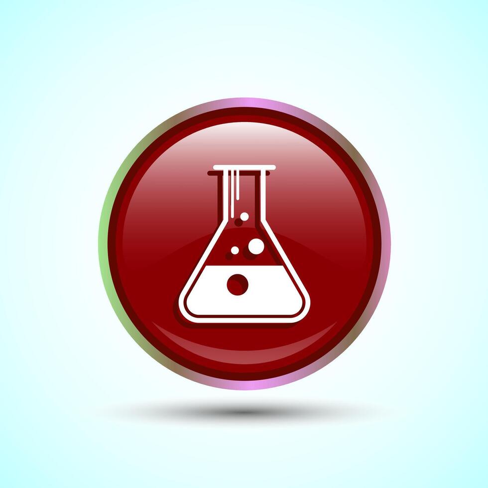 Lab Flask Icon Design Illustration, Chemical flask Icon For Apps and Websites, Red Color Round Button Design vector