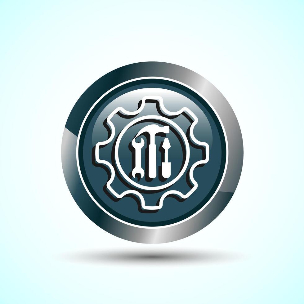 Service Icon Design Illustration, Maintenance Tools Icon For Apps and Websites, Gray Color Round Button Design vector