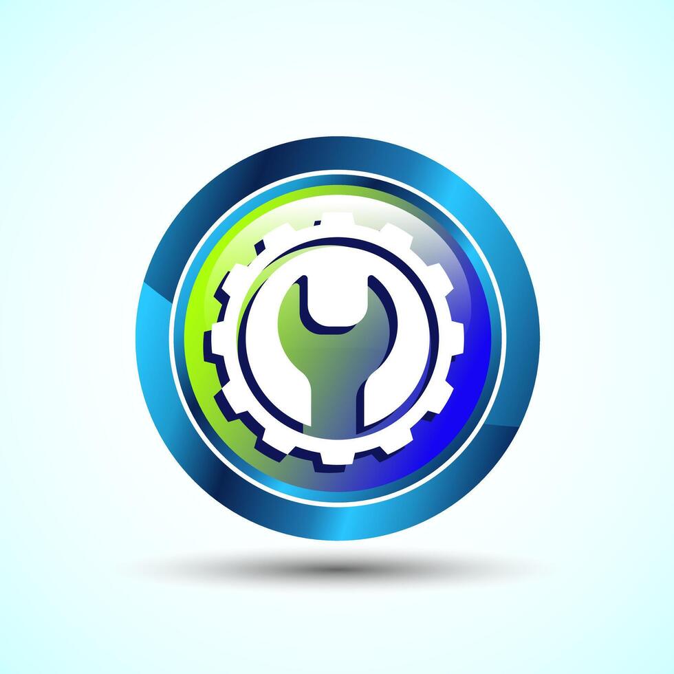 Service Icon Design Illustration, Maintenance Tools Icon For Apps and Websites, Glossy Round Button Design vector
