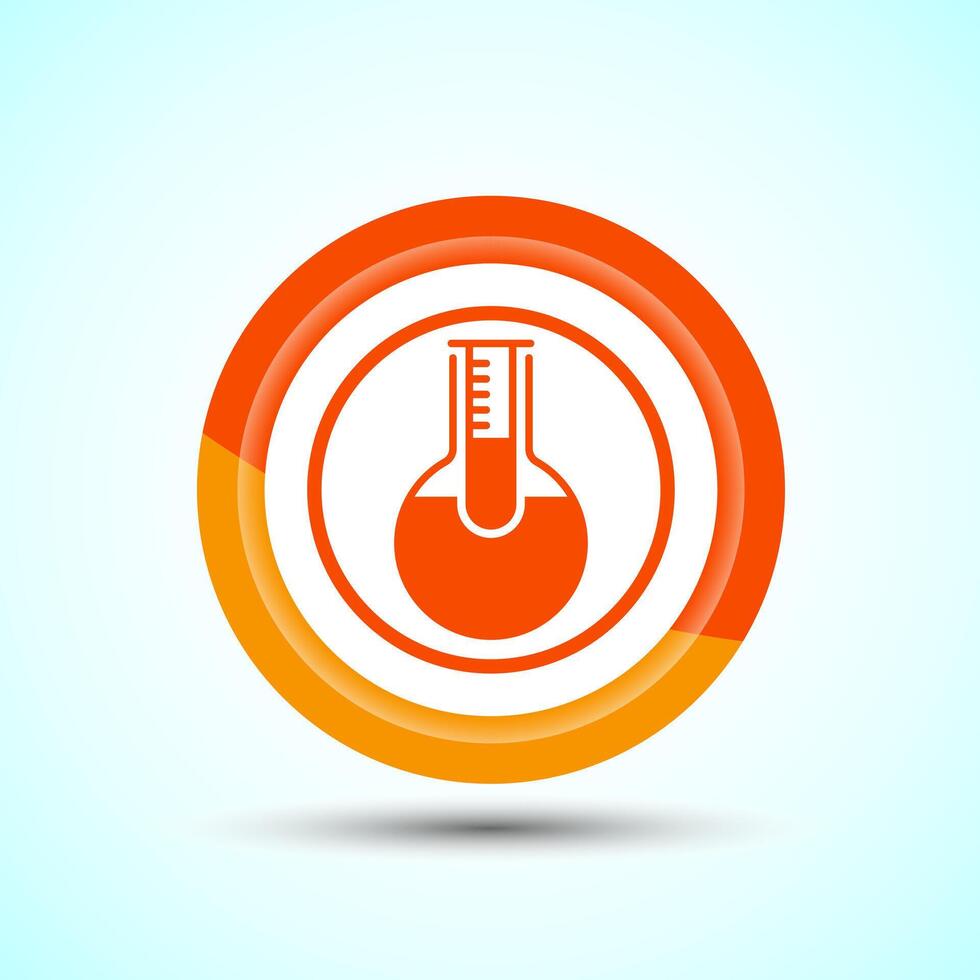 Lab Flask Icon Design Illustration, Chemical flask Icon For Apps and Websites, Orange Color Button Design vector
