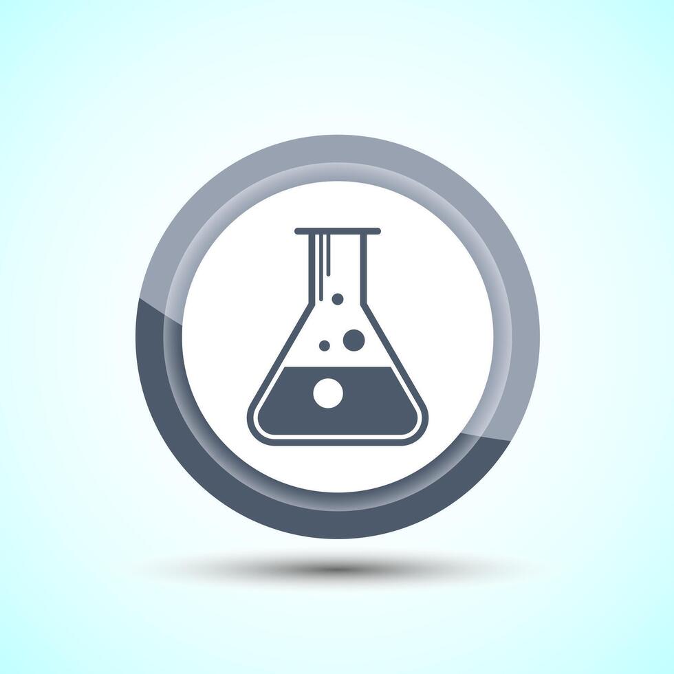 Lab Flask Icon Design Illustration, Chemical flask Icon For Apps and Websites, Gray Color Button Design vector