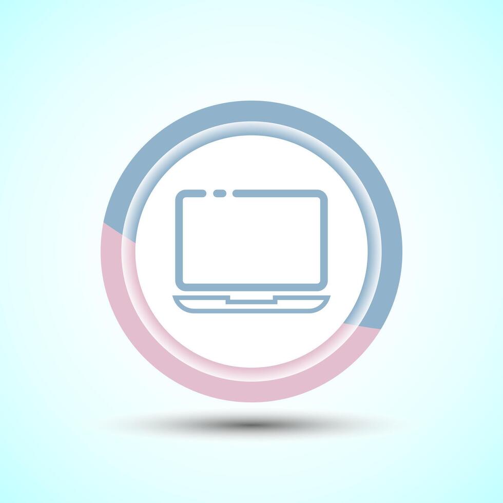 Laptop Icon Design Illustration, Computer Icon For Apps and Websites, Pastel Color Button Design vector