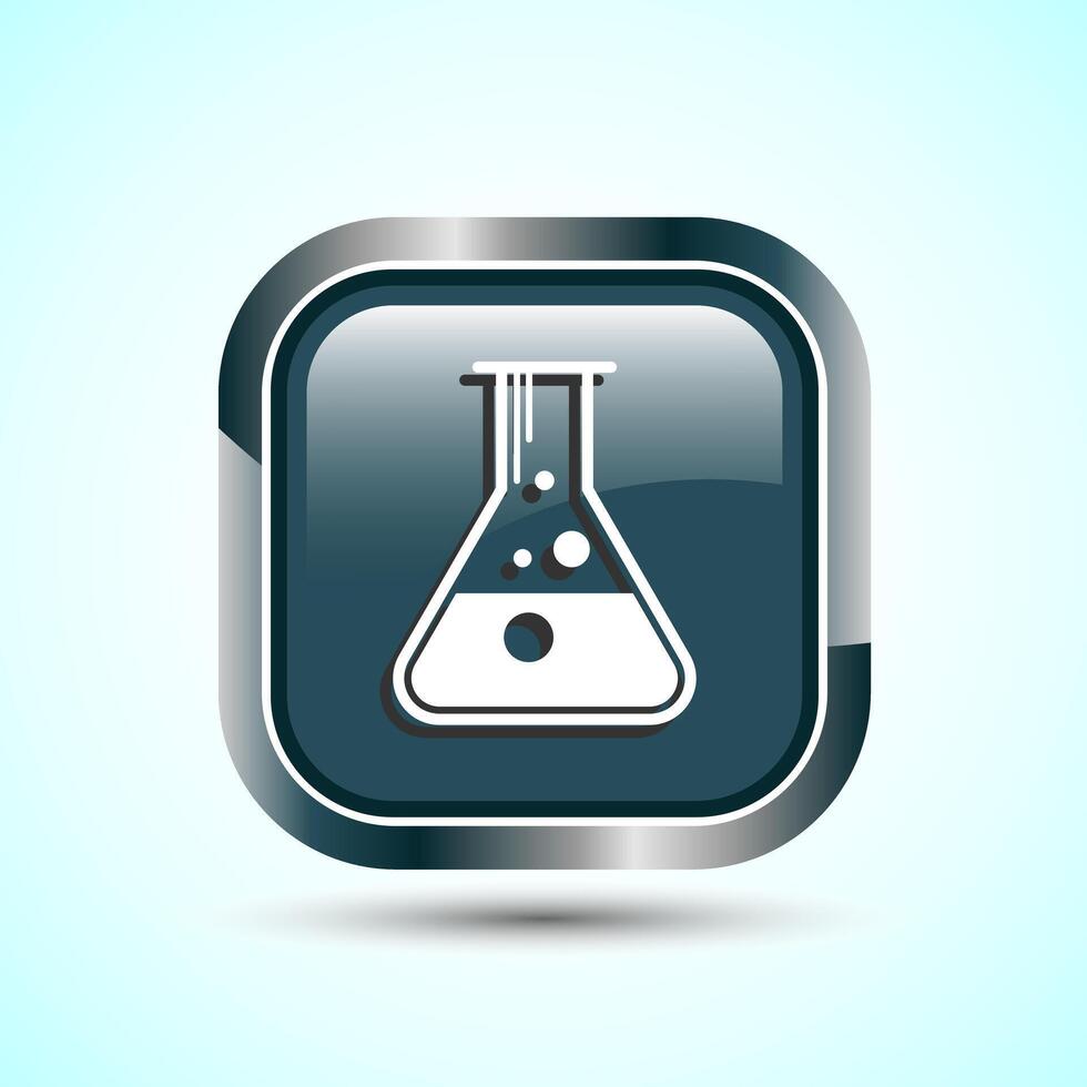 Lab Flask Icon Design Illustration, Chemical flask Icon For Apps and Websites, Gray Color Square Button Design vector