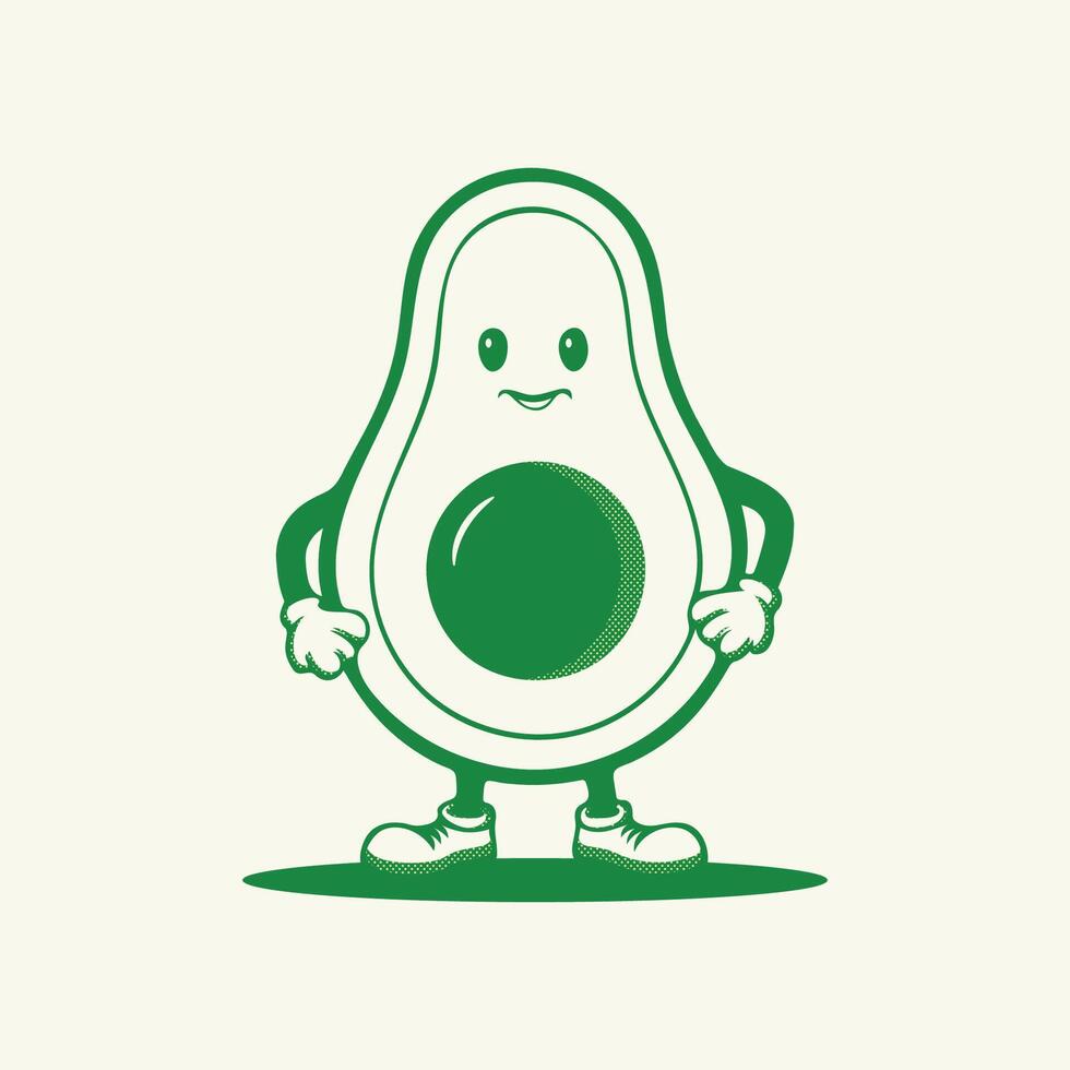 Avocado mascot cartoon character illustration design vector
