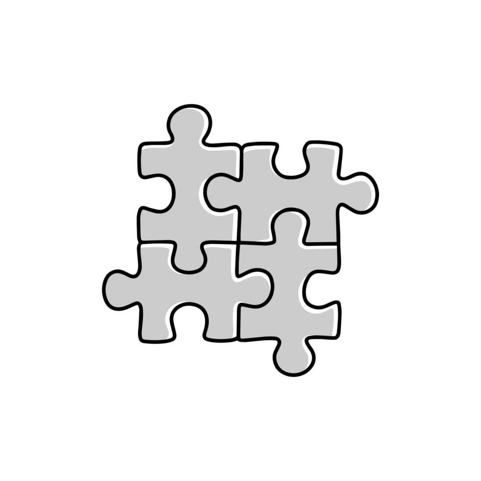 Hand drawn puzzle piece doodle icon. Outline sketch, perfect for web design, mobile apps, infographics, and print materials. Isolated on white background vector