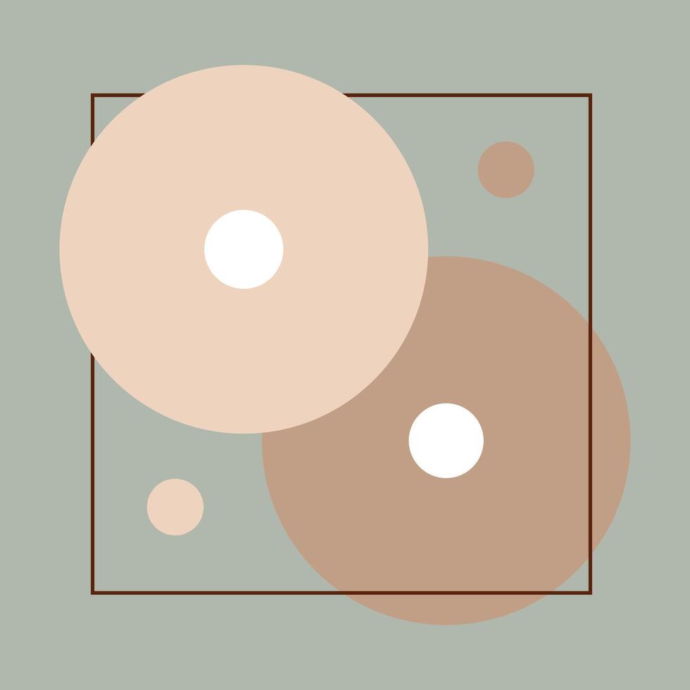 Illustration of 2 Circle Objects Inside Square Lines With Simple Colors vector