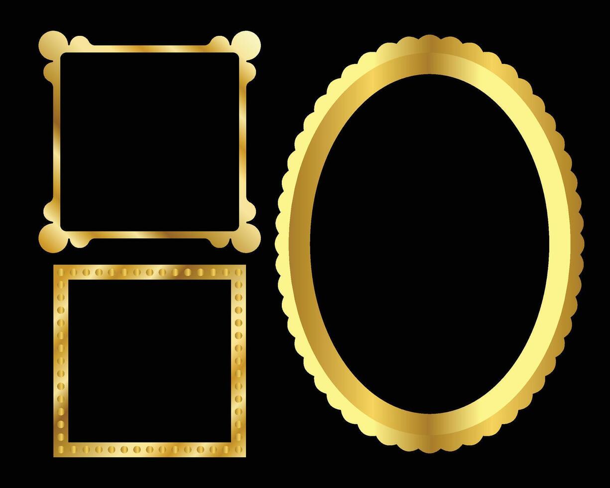 Set of golden frames. Golden gradient border. Golden frame with empty space for your text. Background with gold frame with copy space. Gold frame collection vector