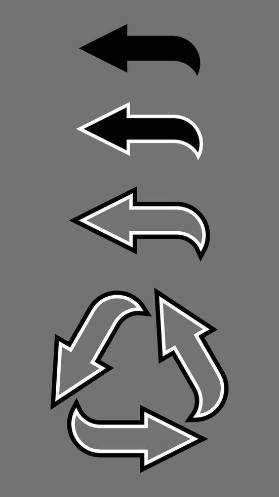 Set of arrows with outline. Directional signs vector