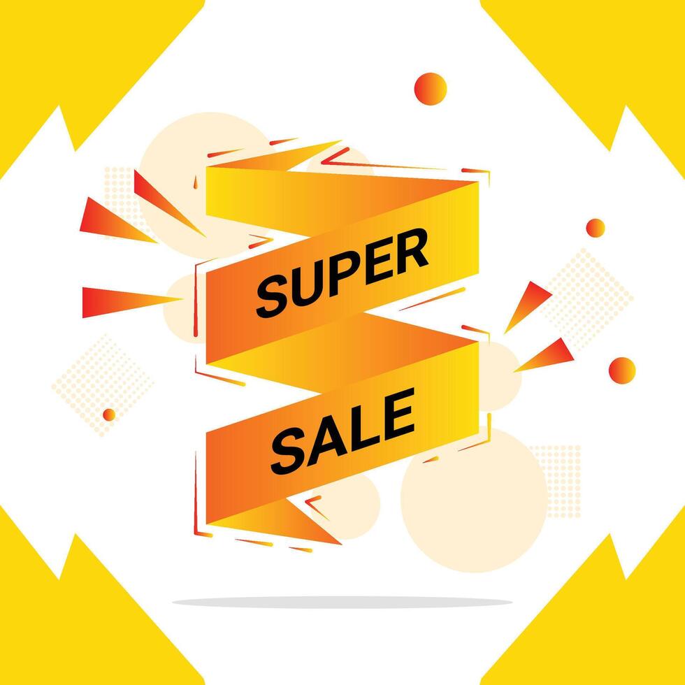 Modern super sale banner with abstract geometric design vector