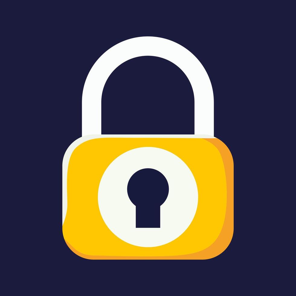 Yellow Padlock With Simple Cartoon Design Style vector