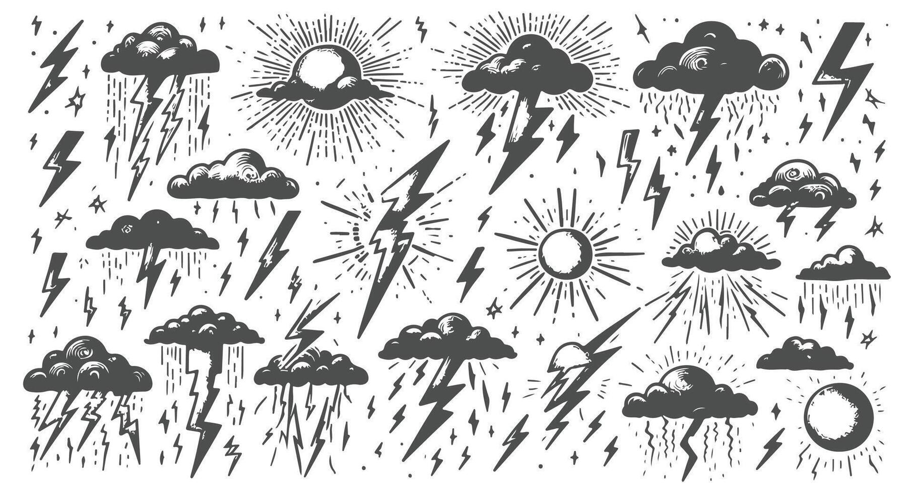 Lightning Bolt Hand Drawn Collection vector