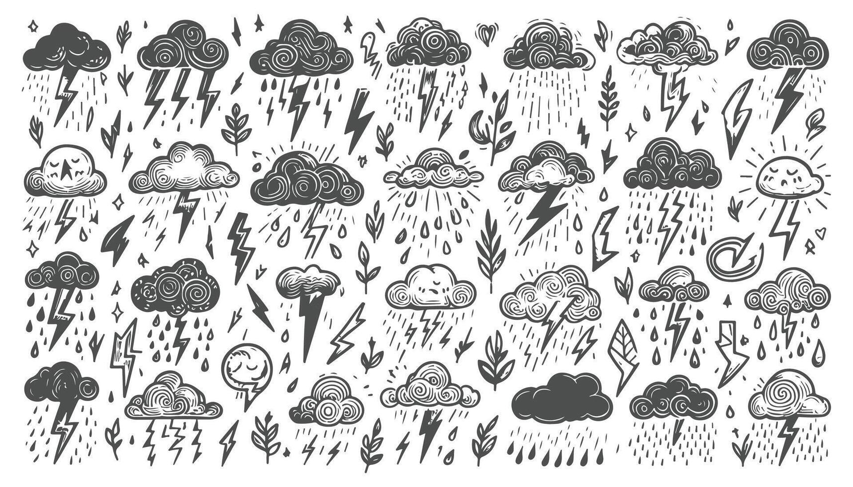 Electric Sketch Lightning Collection vector