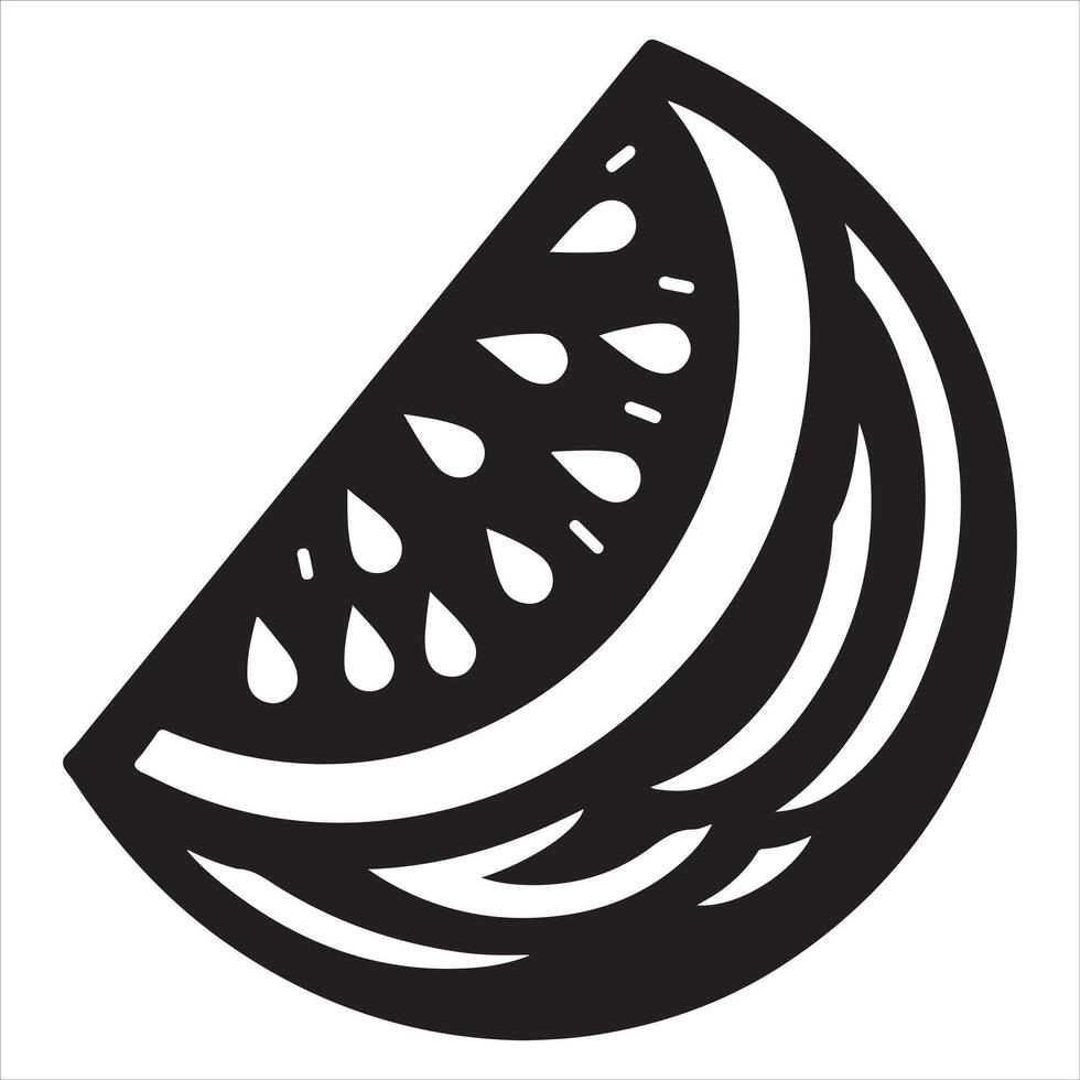 Graphic artwork of a watermelon with a minimalist and simple silhouette vector