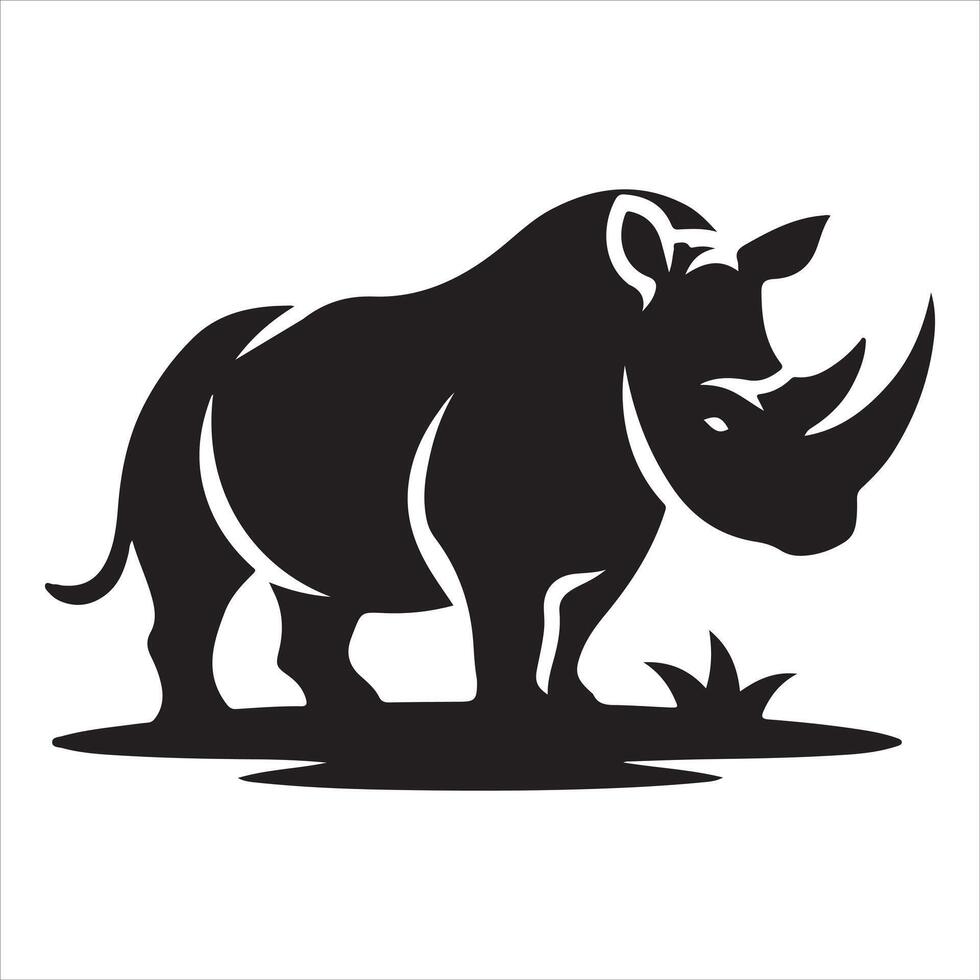 A black style rhinoceros emblem set on a white backdrop vector