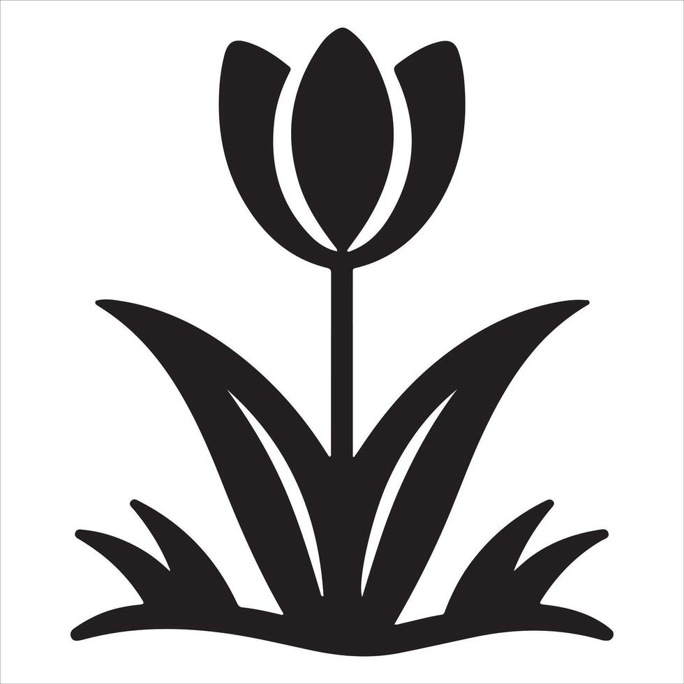 Graphic Illustration of a Tulip Flower Silhouette on a White Background vector
