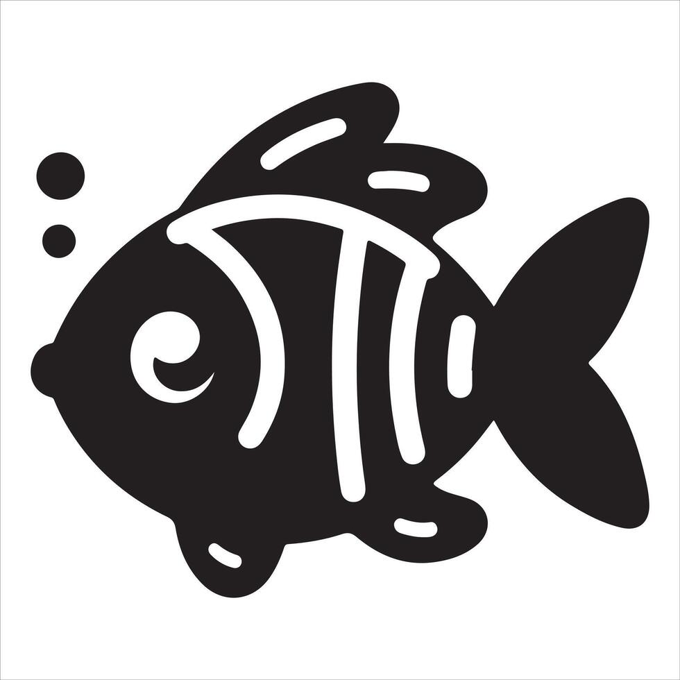 Black line art of a rainbow fish isolated on a white background vector