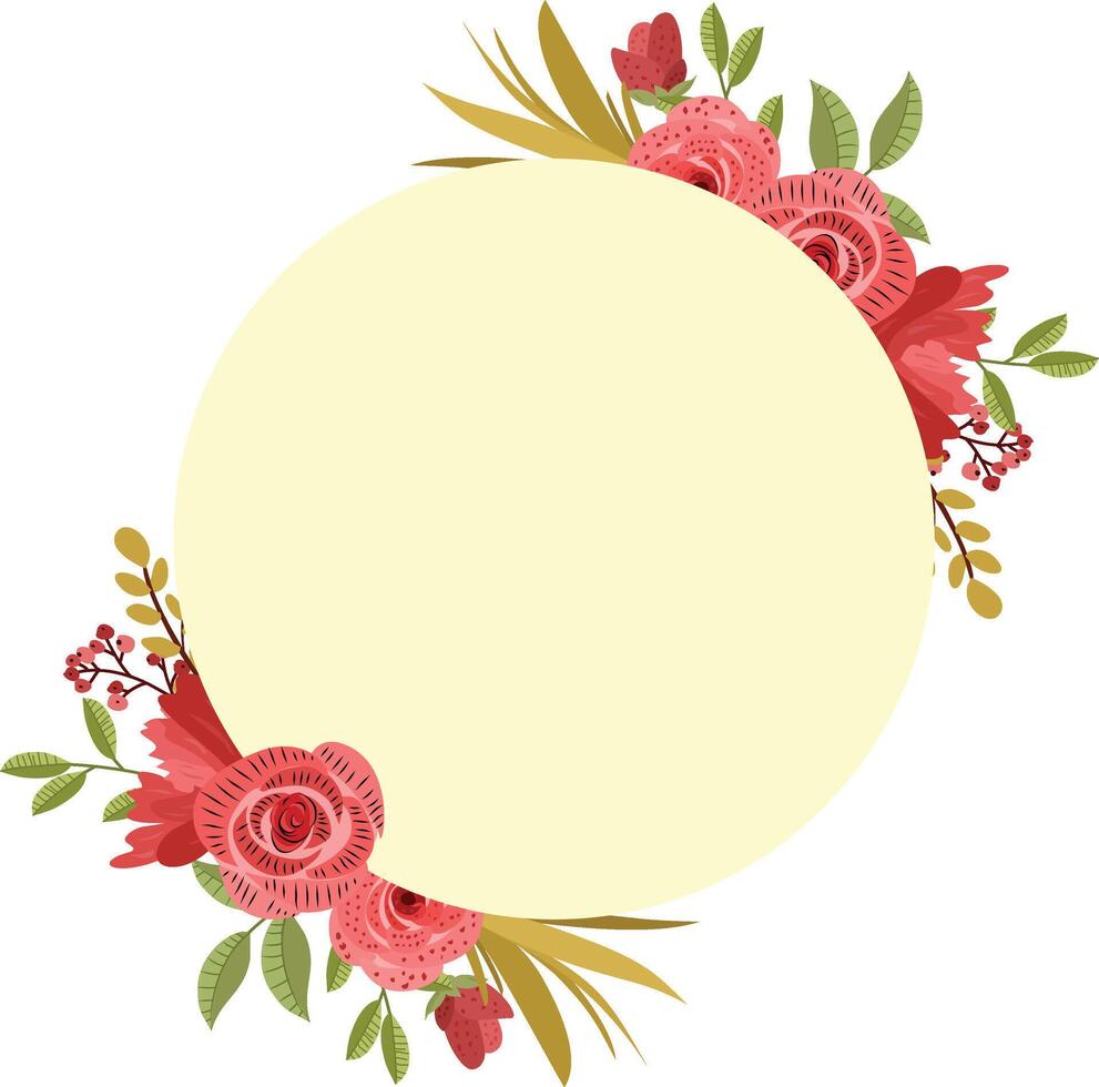 flower frame with rose bouquet for wedding vector