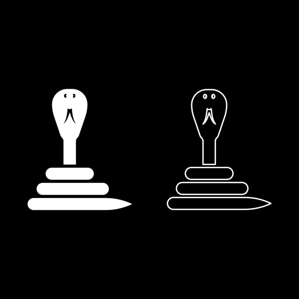 Cobra twisted set icon white color illustration image solid fill outline contour line thin flat style vector