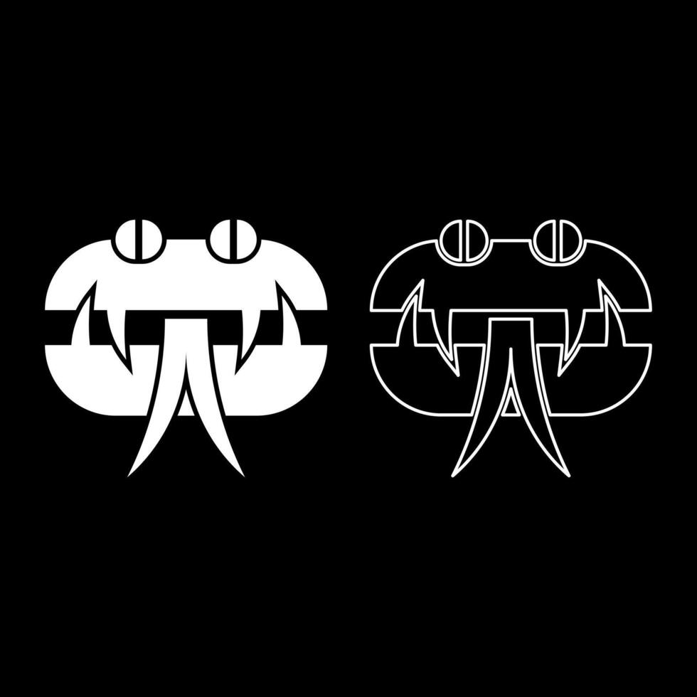 Head snake set icon white color illustration image solid fill outline contour line thin flat style vector