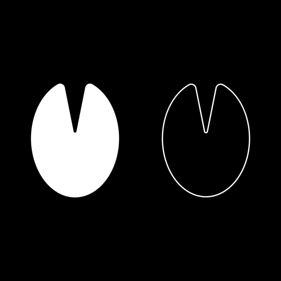 Hoof print of horse mare set icon white color illustration image solid fill outline contour line thin flat style vector