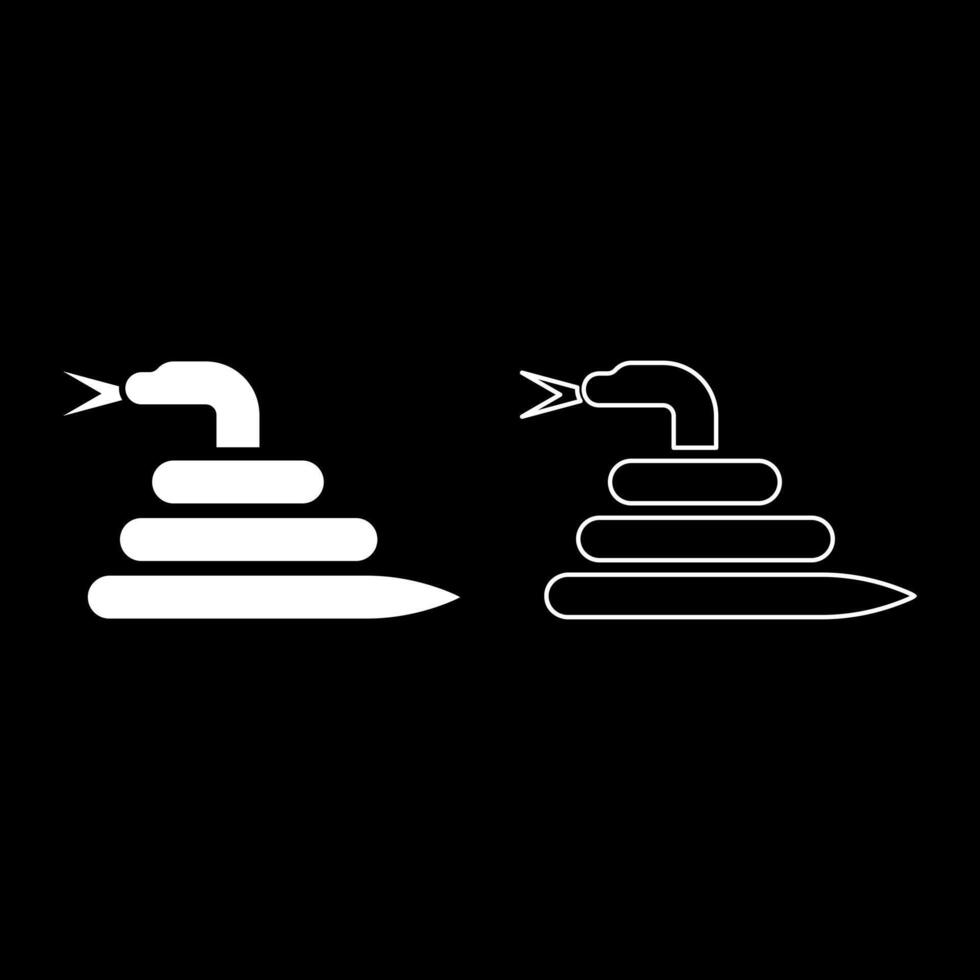 Twisted snake set icon white color illustration image solid fill outline contour line thin flat style vector