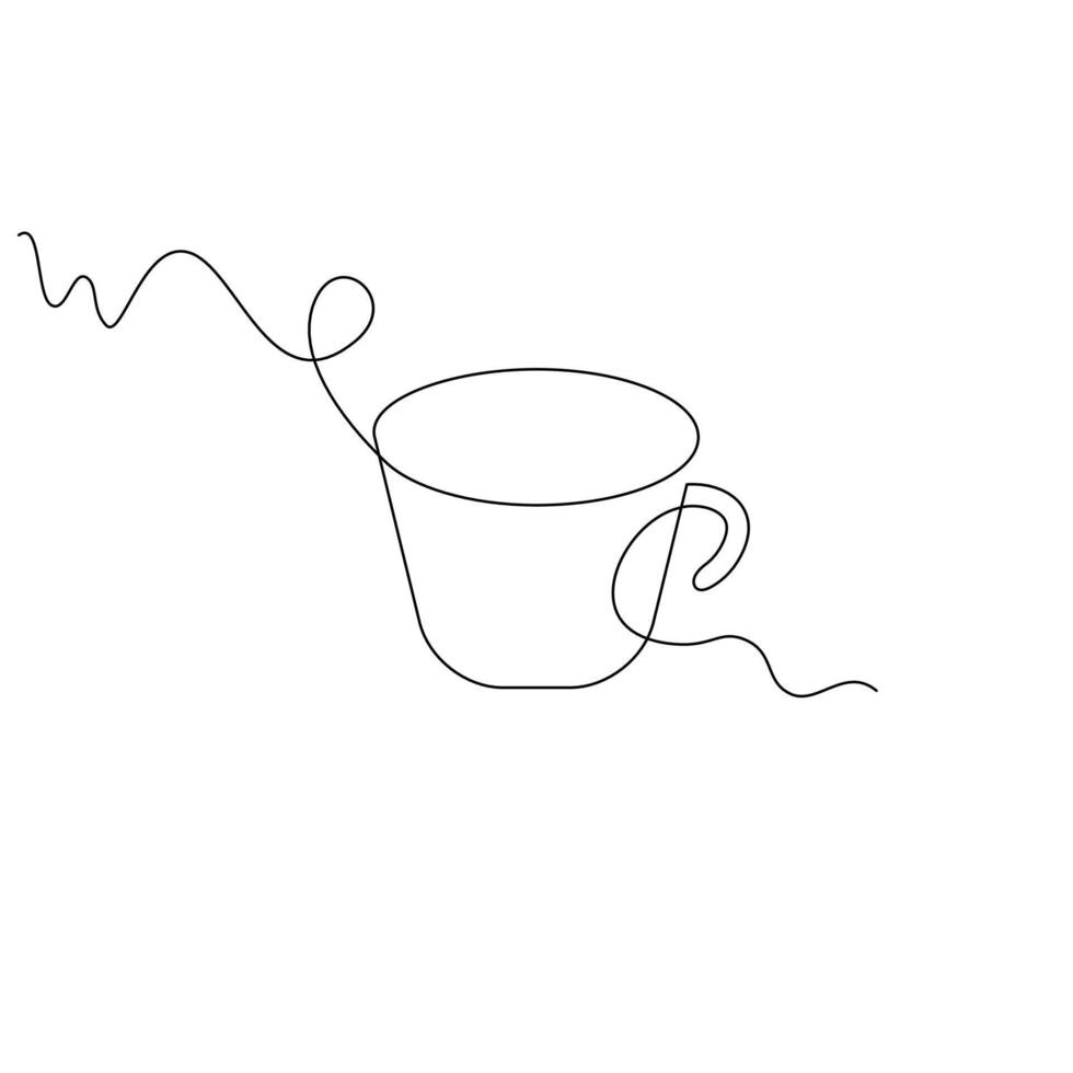 one line art cup illustration. line art, one continuous line, simple, hand drawn and sketch style. for icons, symbols, signs or logos vector