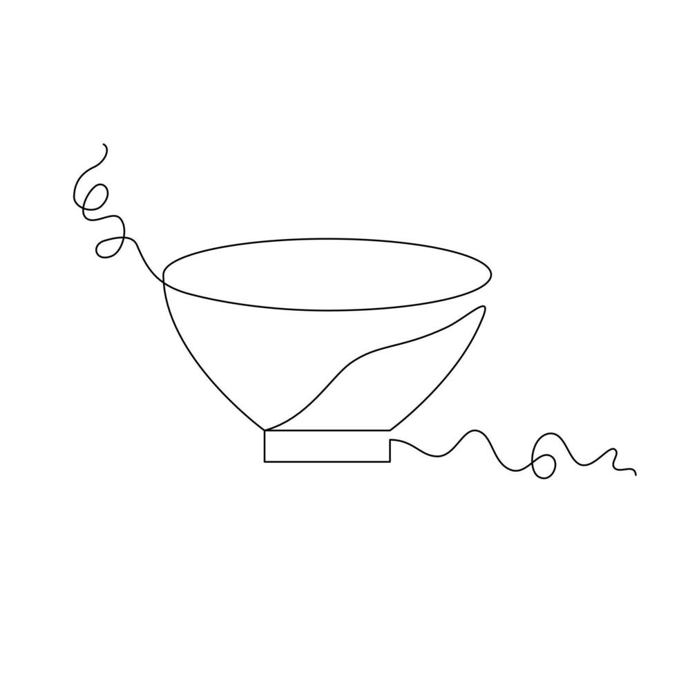 one line art bowl illustration. line art, one continuous line, simple, hand drawn and sketch style. for icons, symbols, signs or logos vector