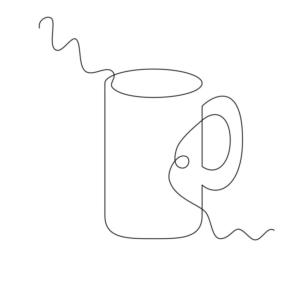 one line art mug illustration. line art, one continuous line, simple, hand drawn and sketch style. for icons, symbols, signs or logos vector