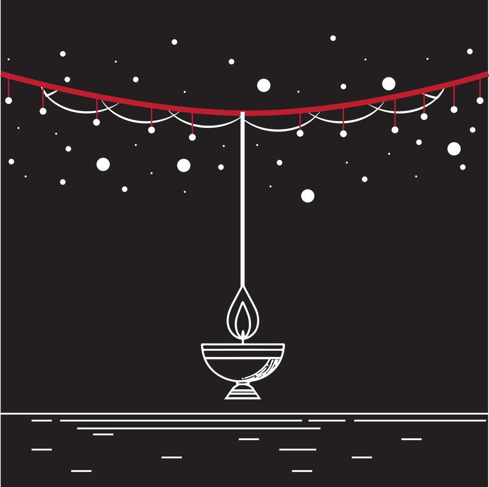 A Single Flame Dancing Under Starry Sky, Illuminating Tranquility and Elegance in Minimalist Design For Diwali, Eid, Christmas, and Other Religious Festivals vector