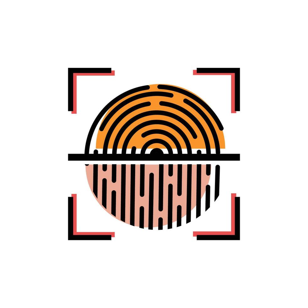 flat icon color line FInger Print EPS file vector
