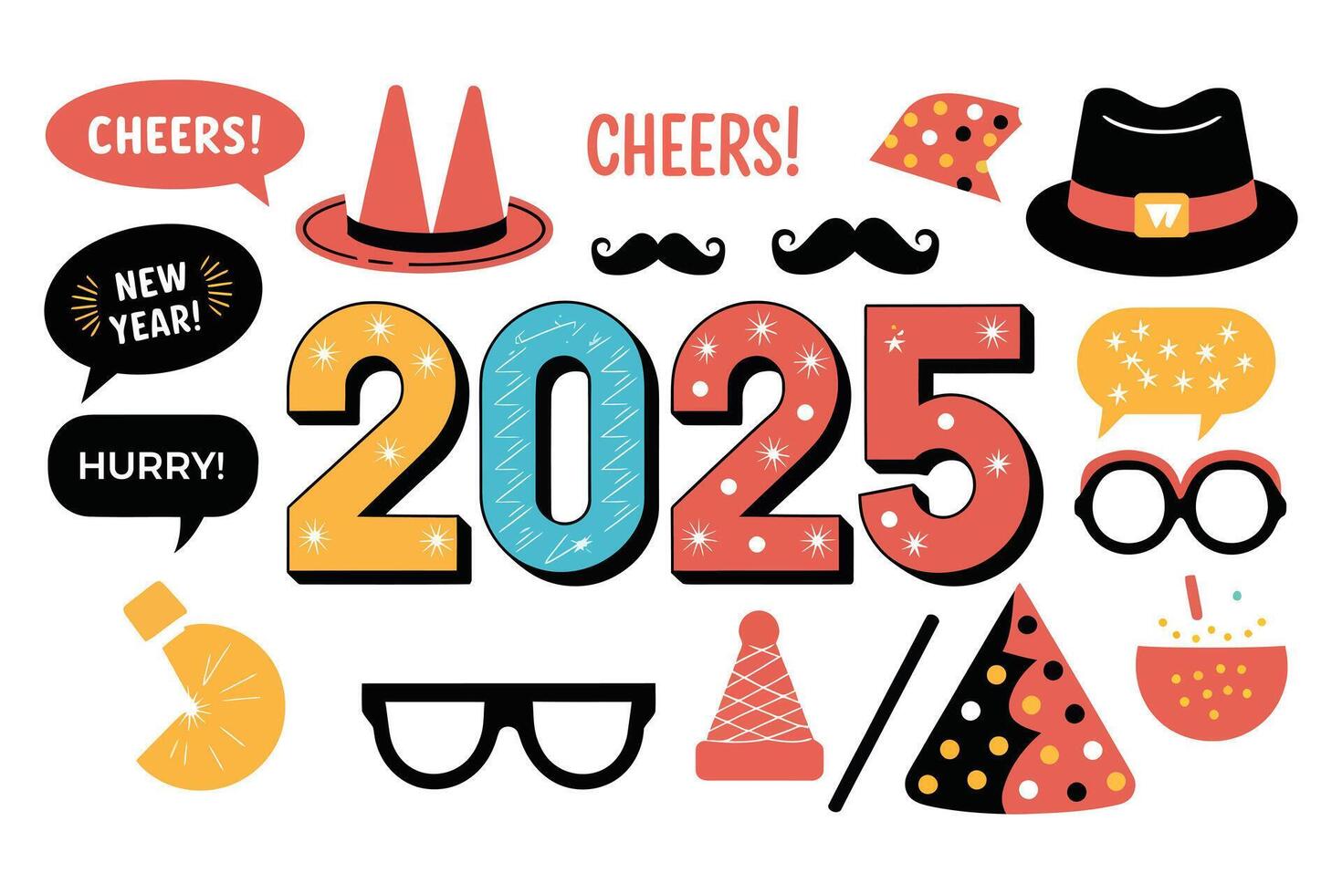 2025 new year clipart vector