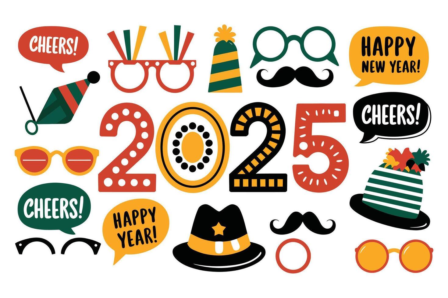 New year's party photo booth props vector