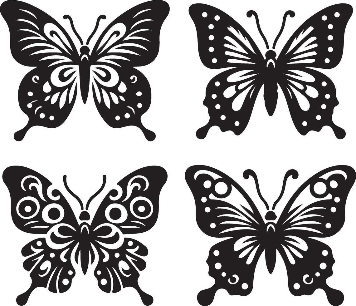 Timeless Flutter Butterfly Silhouette Icon SetPack vector